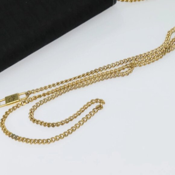 Christian Dior Trotter Canvas Chain Shoulder Bag Black Gold Auth 124297 - Picture 8 of 16